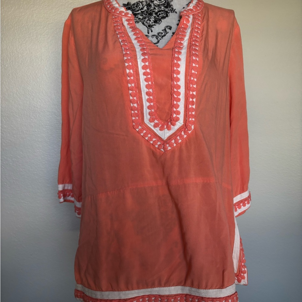 Coral Embroidered Women's Tunic - Picture 1 of 5
